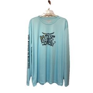 WTF what the fin long sleeve shirt coral Bay St. John  US VI  2xl Blue
